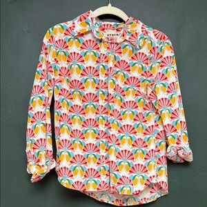 Boden Women's Colorful Fan Print Button Down Shirt
